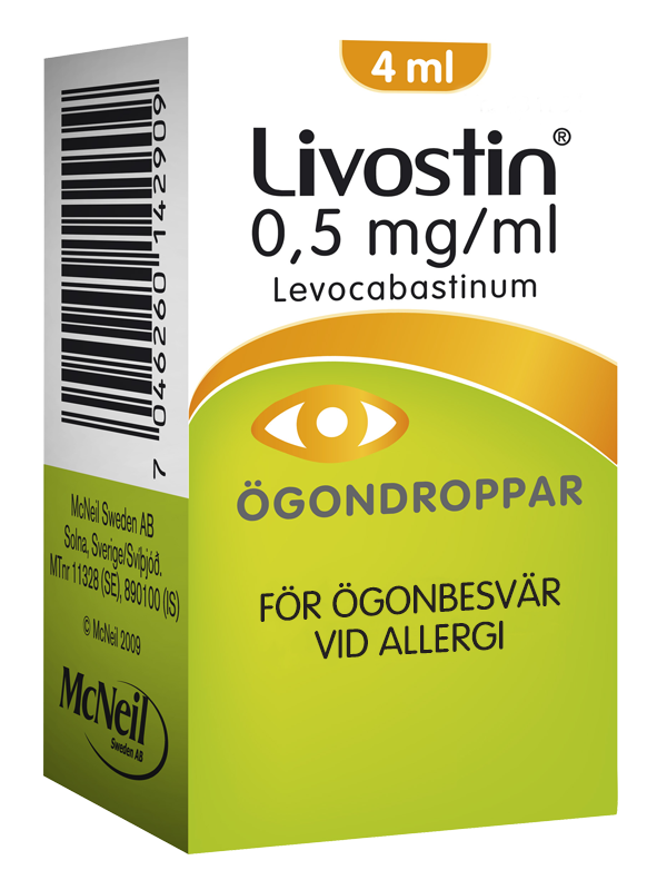 Förpackning innehållande LIVOSTIN® ögondroppar
